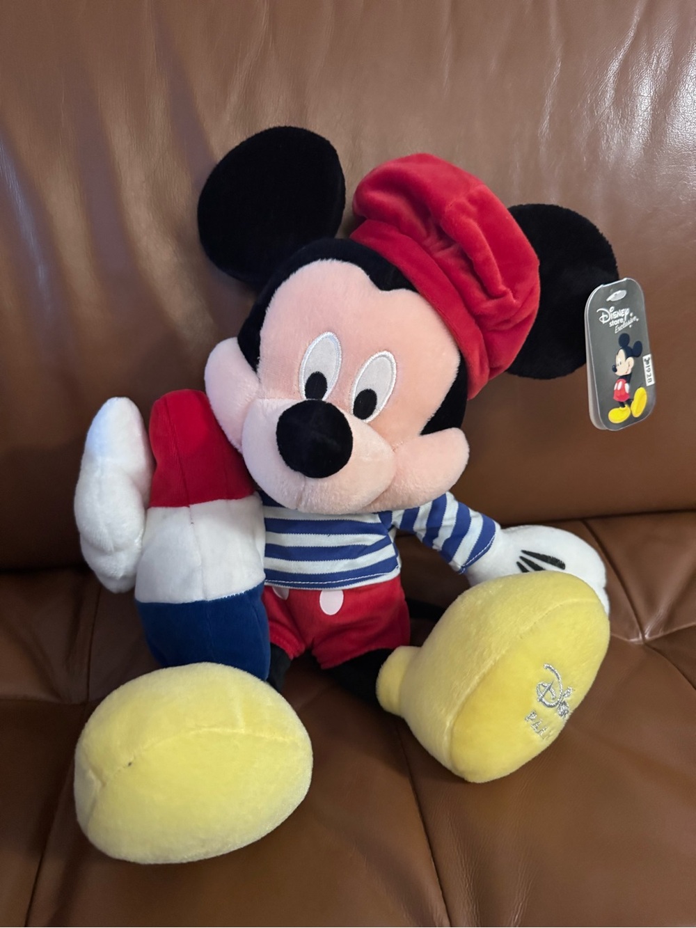 Disneyland Paris Mickey Mouse Plush with Eiffel Tower & Beret (NWT)